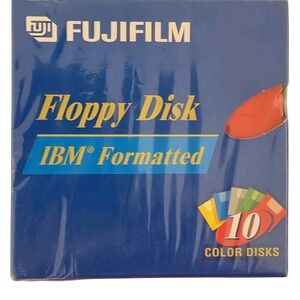 Fujifilm 10 Pack Color Floppy Disc Disks 1.44MB 3.5" IBM Formatted Fuji High NEW